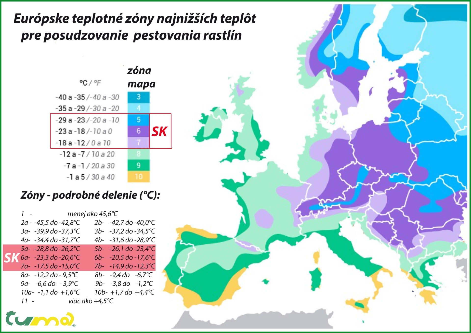 Tabuľka teplotné zóny pre rastliny