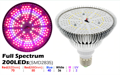 LED Grow Light 200 LED plné spektrum o122mm E27 220V