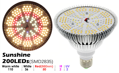 LED Grow Light 200 LED rastová o122mm E27 220V